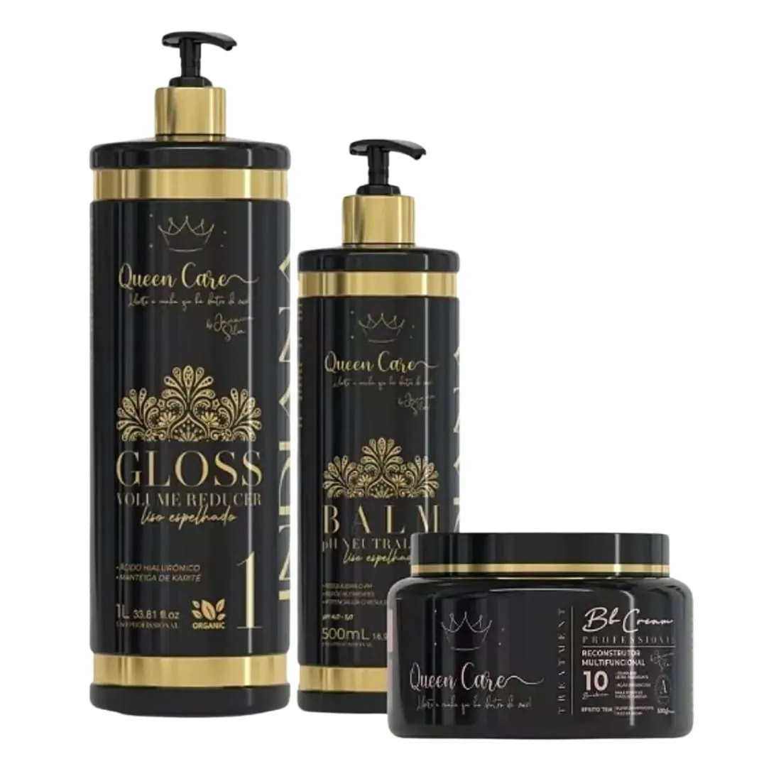 Volume Reducer Indiana Progressive Brush Hair Straightening 3 Itens - QueenCare