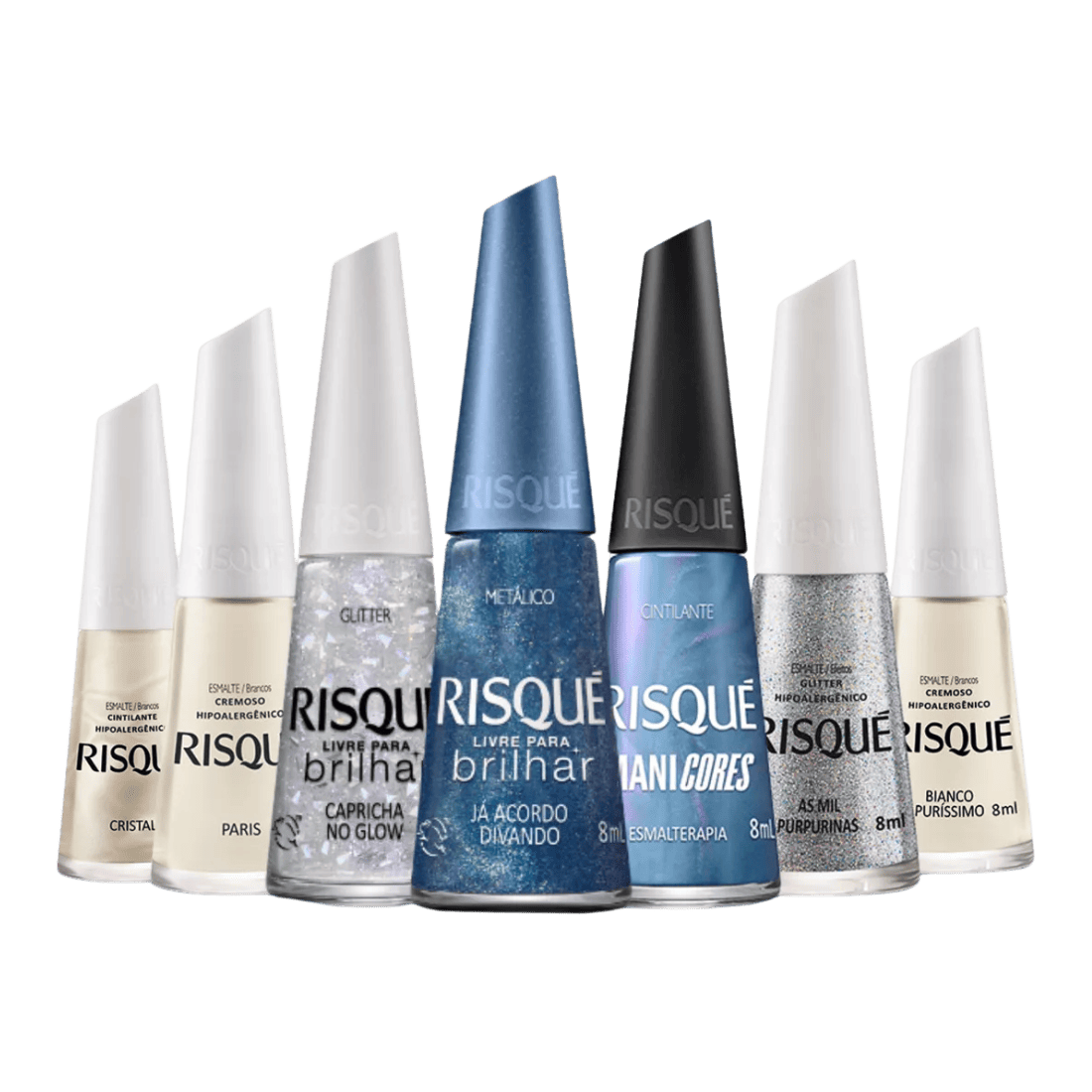 Wholesale Nail Polish Kit 7 Shades Blue Creamy Glitter - Risque - img1